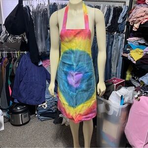Tie Dye Apron for Cooking, Arts & Crafts Semi WaterProof w/ 2 Pockets Adult Size
